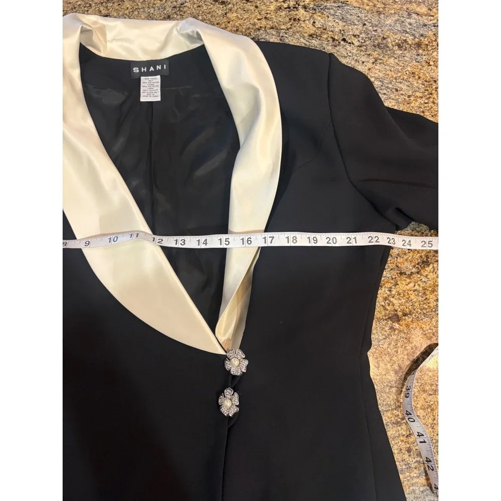 NWT Shani Blazer Dress Ivory Trim Rhinestone Buttons Size 18 Career Cocktail VTG